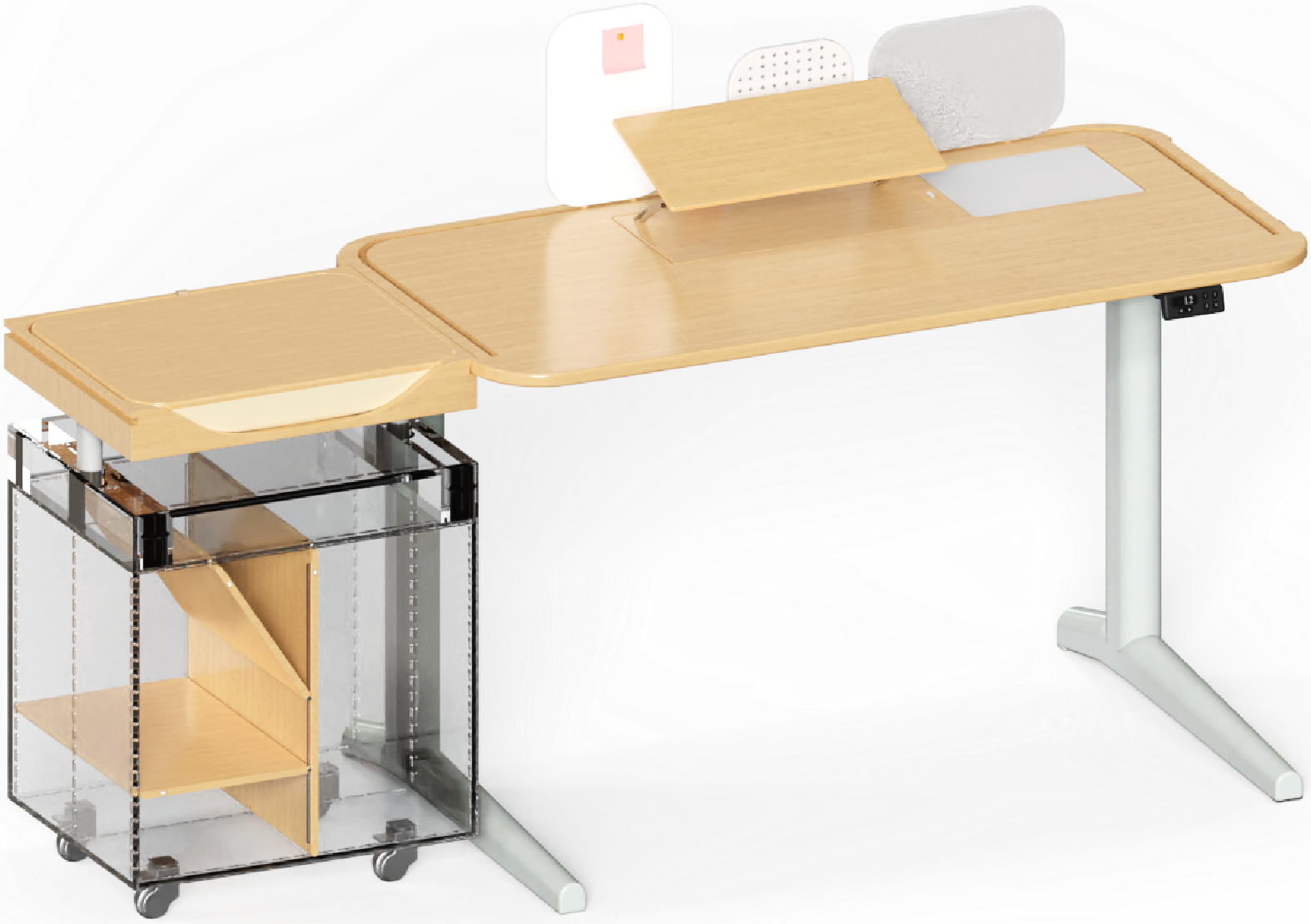 Modular desk combined with cabinet